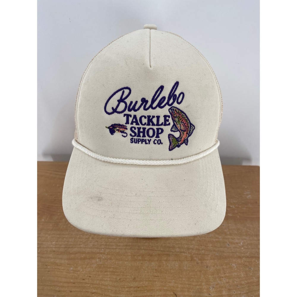 Burlebo Tackle Shop Supply Co. Trucker Hat‎ Beige Mesh Fishing Cap Men